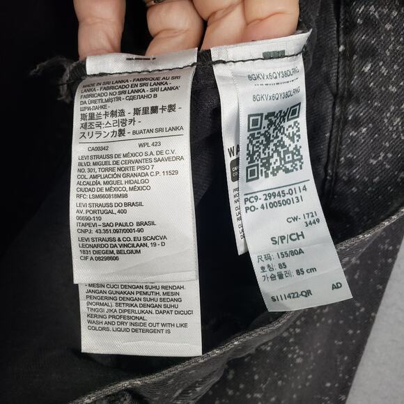 Levi Size S Denim Trucker Jacket Stonewash Gray Speckle Grunge Punk Rocker - Picture 8 of 10